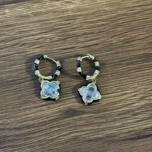 Lauren G Adam’s Gold and Black Hoop Earrings